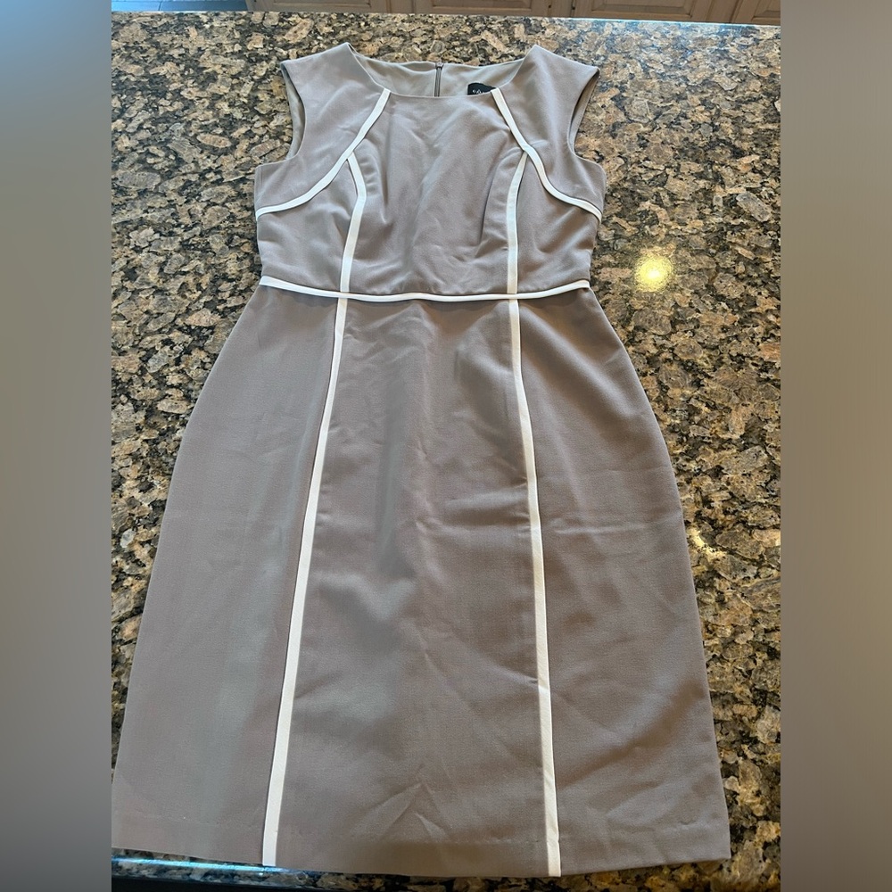 Petite Taupe colorblock dress